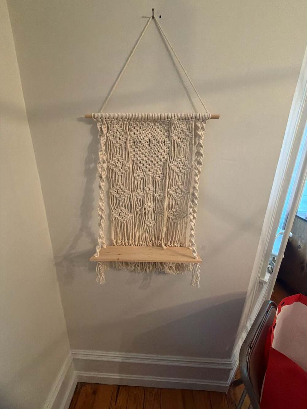 Handmade Macrame Wall Hanging Wooden Shelf Boho Decor